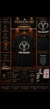 True Religion Men's Black Buddha Face Puff Print Crew Neck T-Shirt